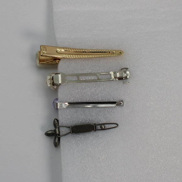 4 Classic Pearl Pearlized Hair Clips Metal Hair Pins And Barrette - Picture 2 of 3